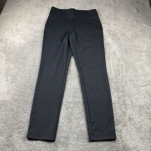 Max Studio  Pull On Stretch Work Pants‎ Womens Small Black Gray Pinstripe NWT